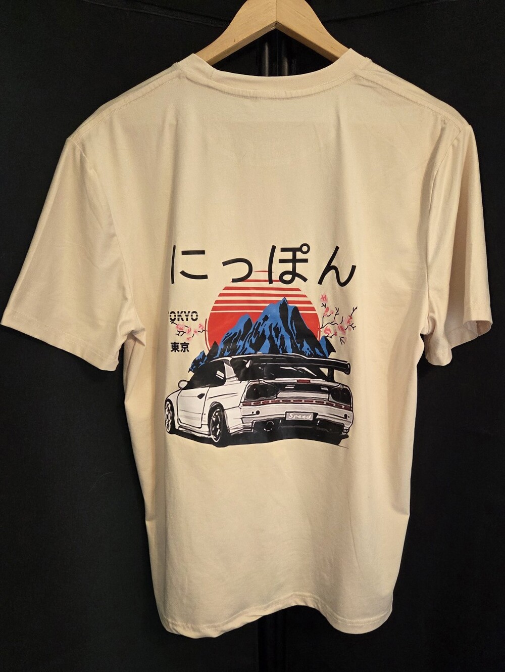 Tokyo Drift Japanese Graphic Tee Cream Beige Size M